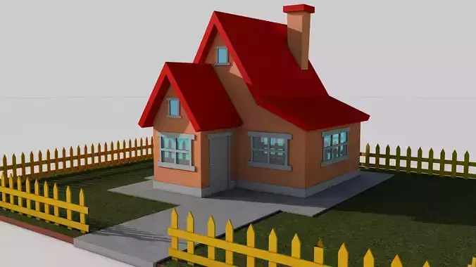 Cartoon House Low-poly 3D model