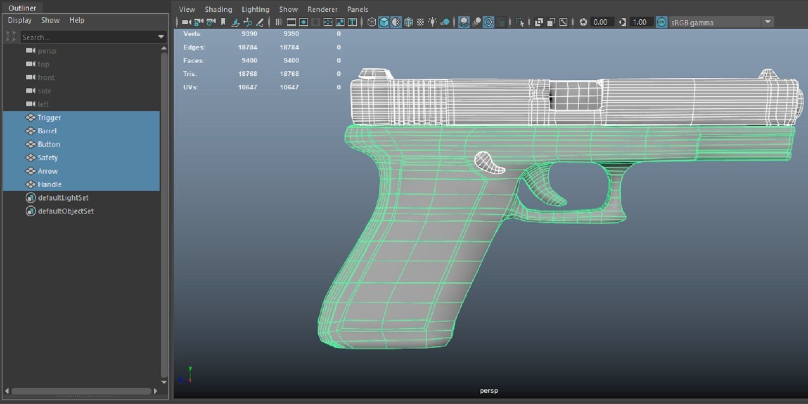 Gun Glock Low Polygon Low-poly 3D model_18