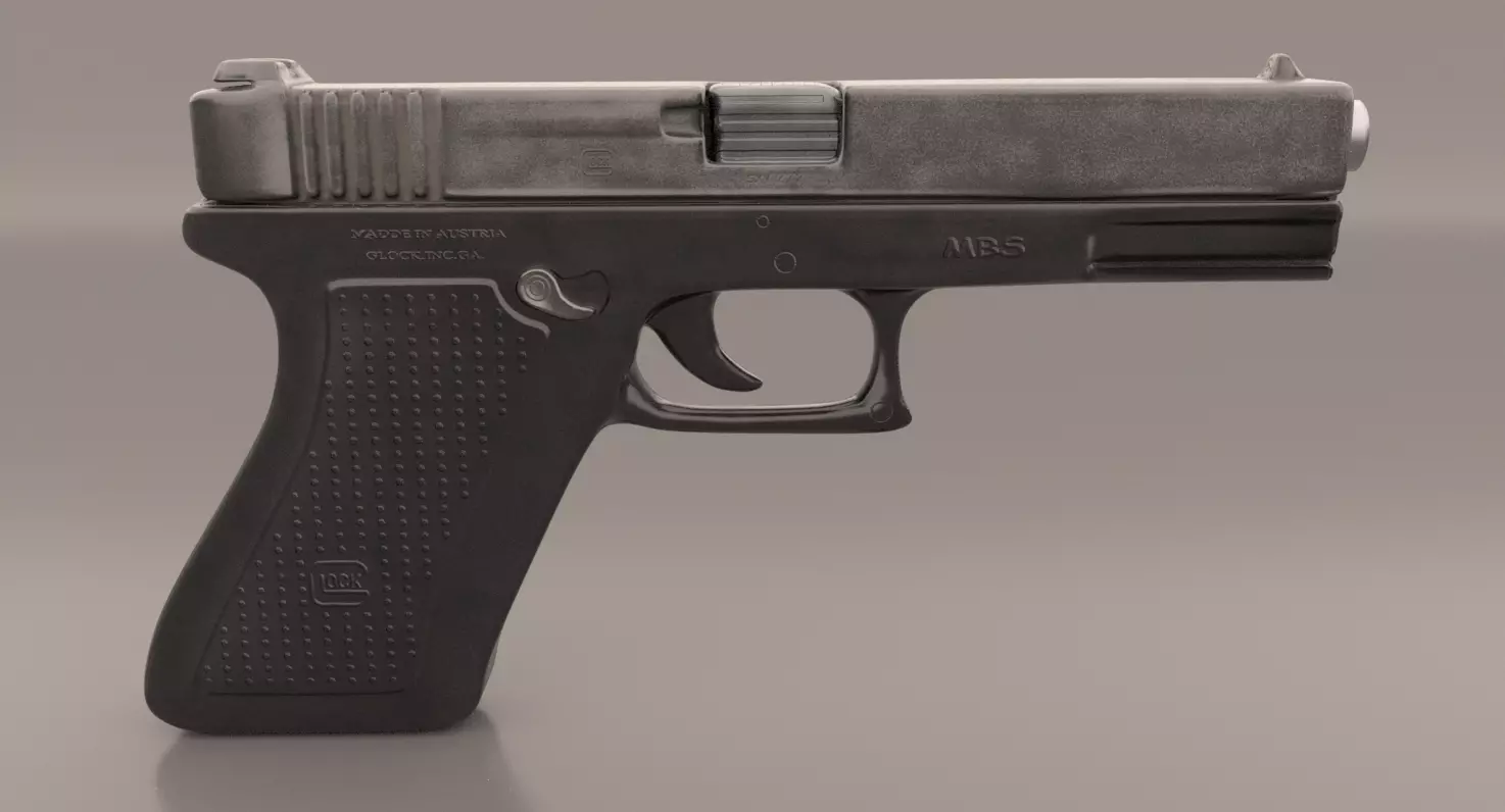 Gun Glock Low Polygon Low-poly 3D model_0