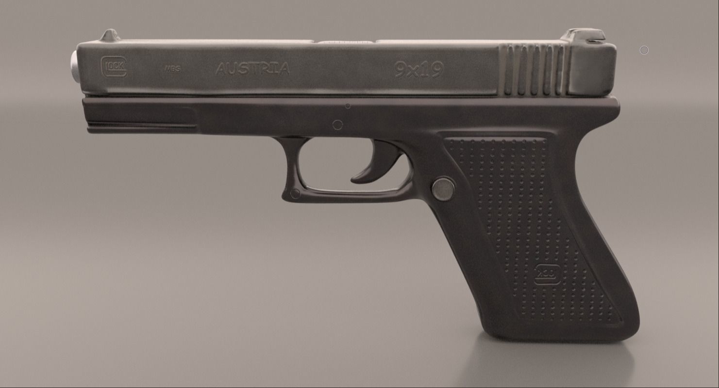 Gun Glock Low Polygon Low-poly 3D model_3