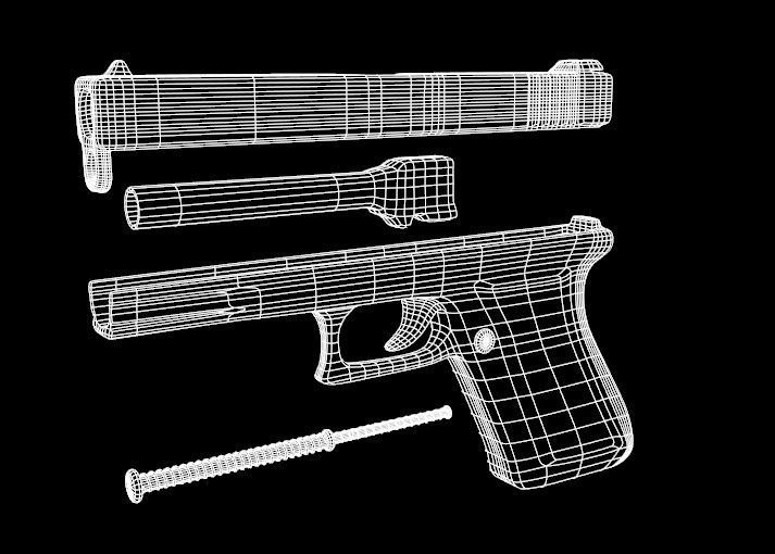 Gun Glock Low Polygon Low-poly 3D model_13