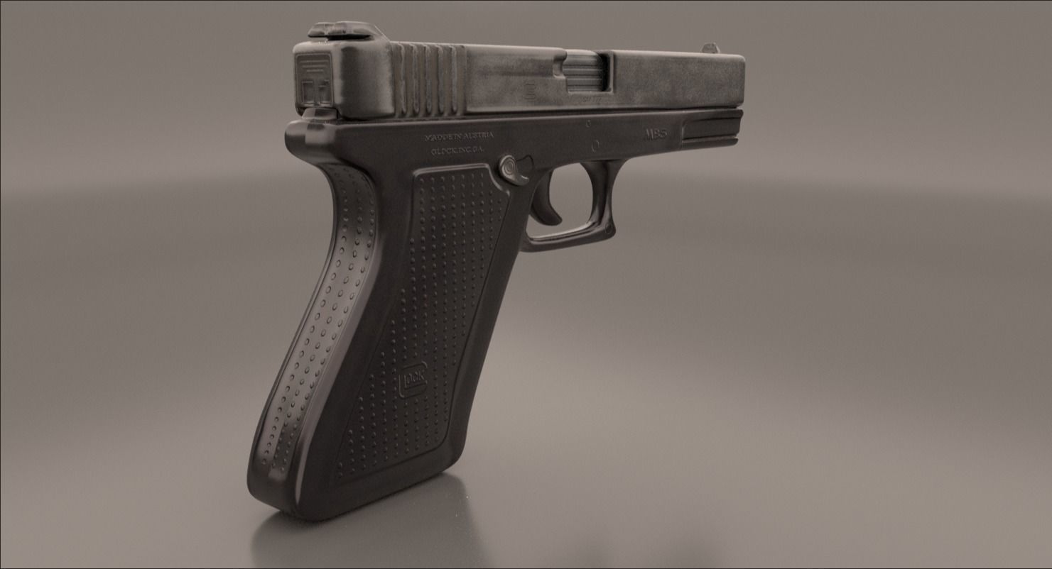 Gun Glock Low Polygon Low-poly 3D model_10