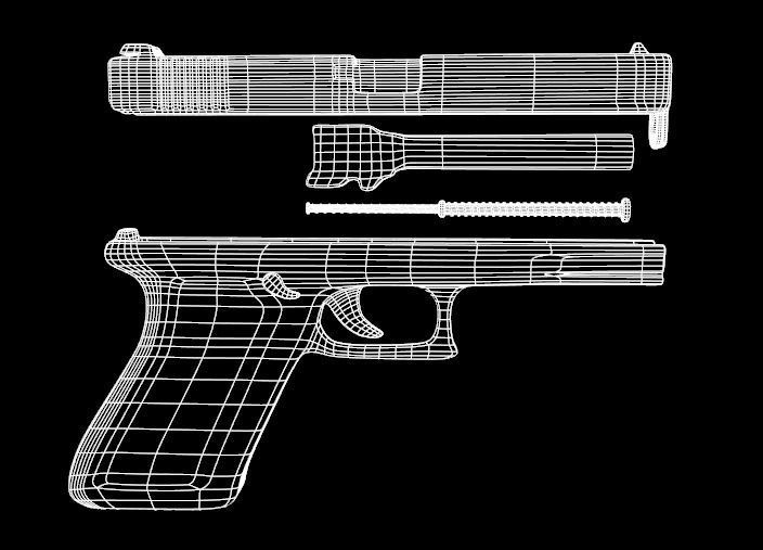 Gun Glock Low Polygon Low-poly 3D model_12