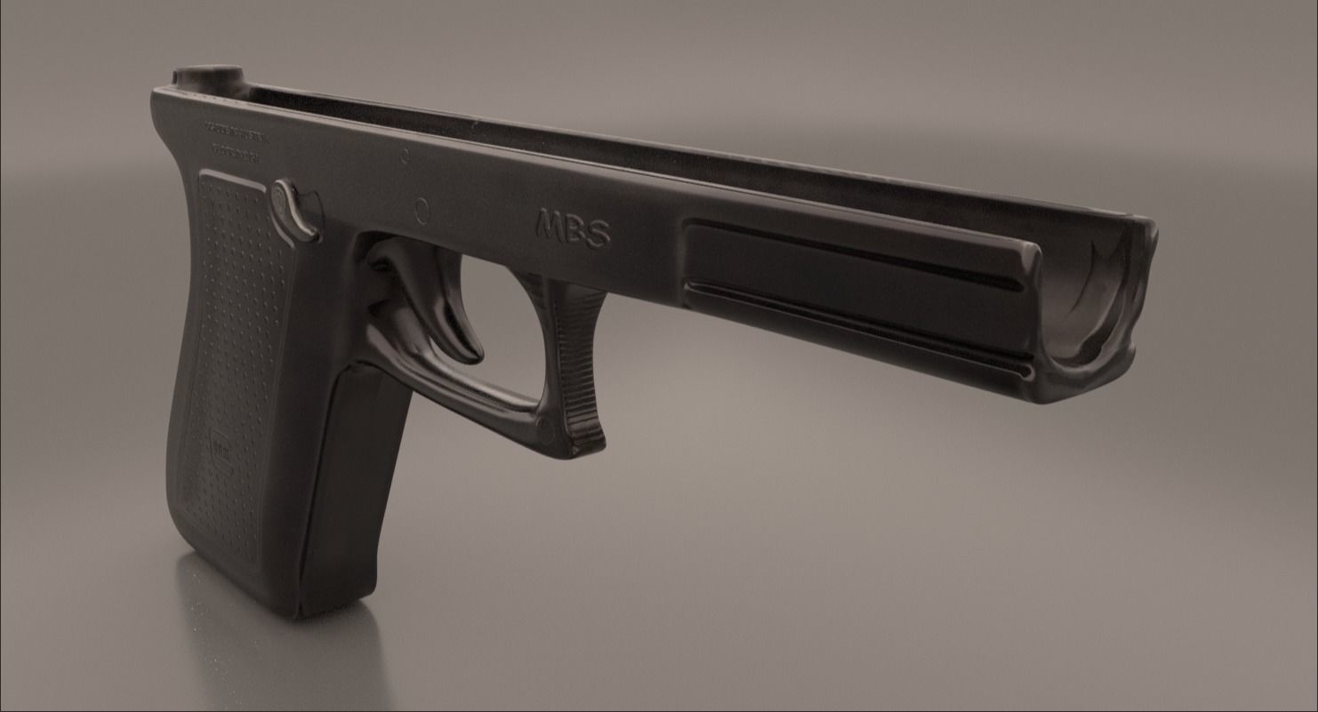 Gun Glock Low Polygon Low-poly 3D model_9