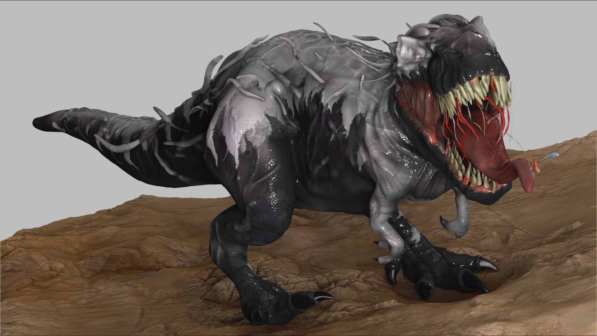 Venom Rex Marvel Print Ready Concept Dinosaur 3D model_6