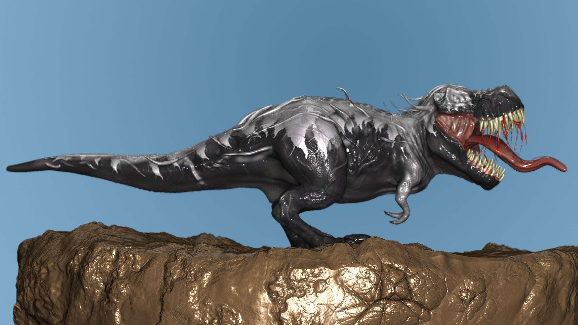 Venom Rex Marvel Print Ready Concept Dinosaur 3D model_14