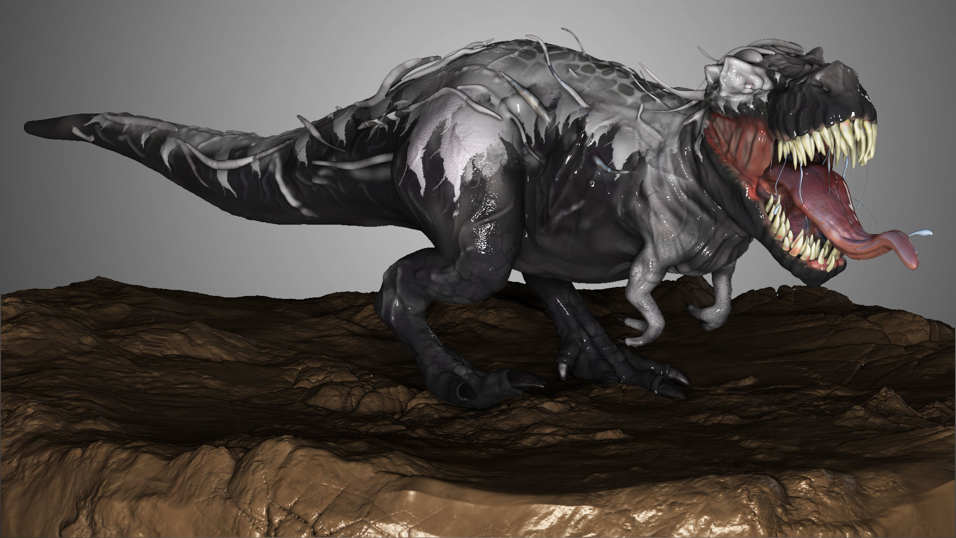 Venom Rex Marvel Print Ready Concept Dinosaur 3D model_8