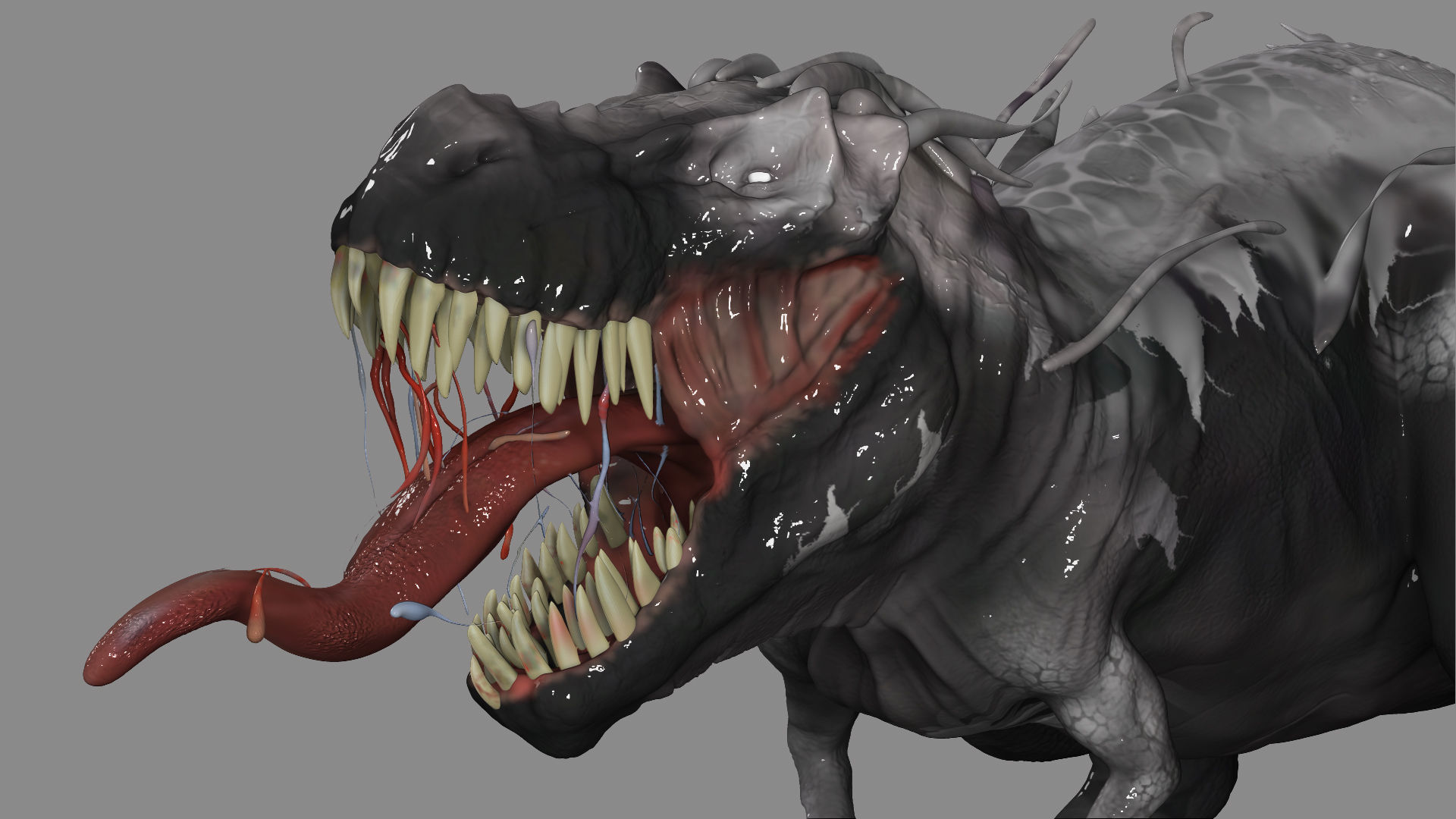 Venom Rex Marvel Print Ready Concept Dinosaur 3D model_1