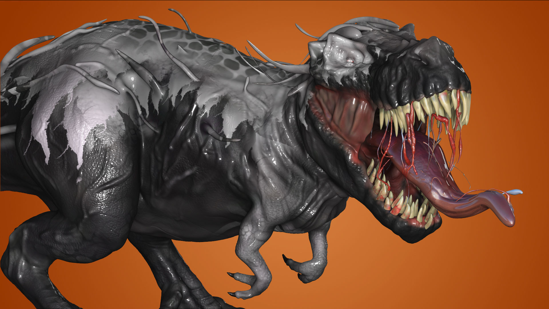 Venom Rex Marvel Print Ready Concept Dinosaur 3D model_3