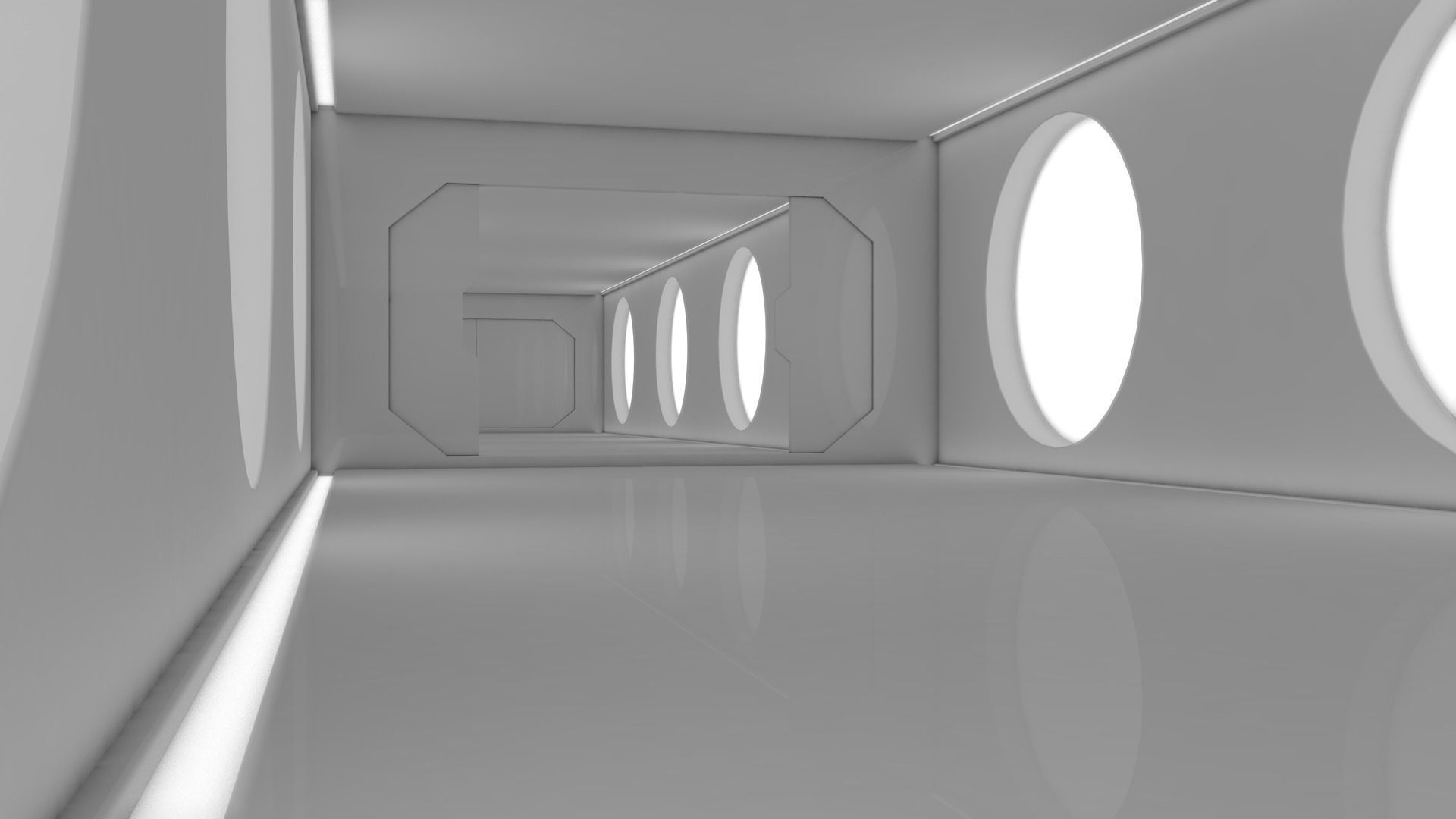 Sci Fi Corridor Low-poly 3D model_8