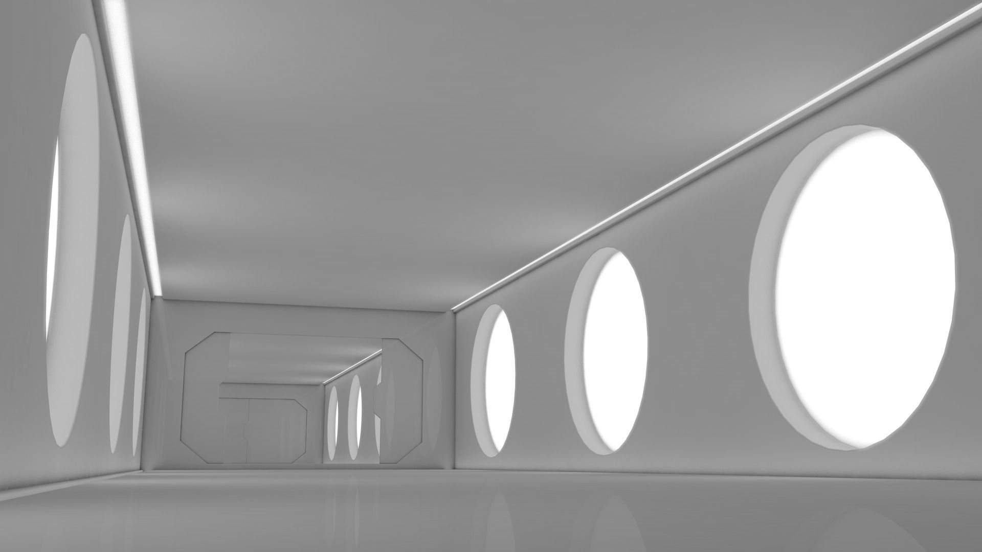 Sci Fi Corridor Low-poly 3D model_9