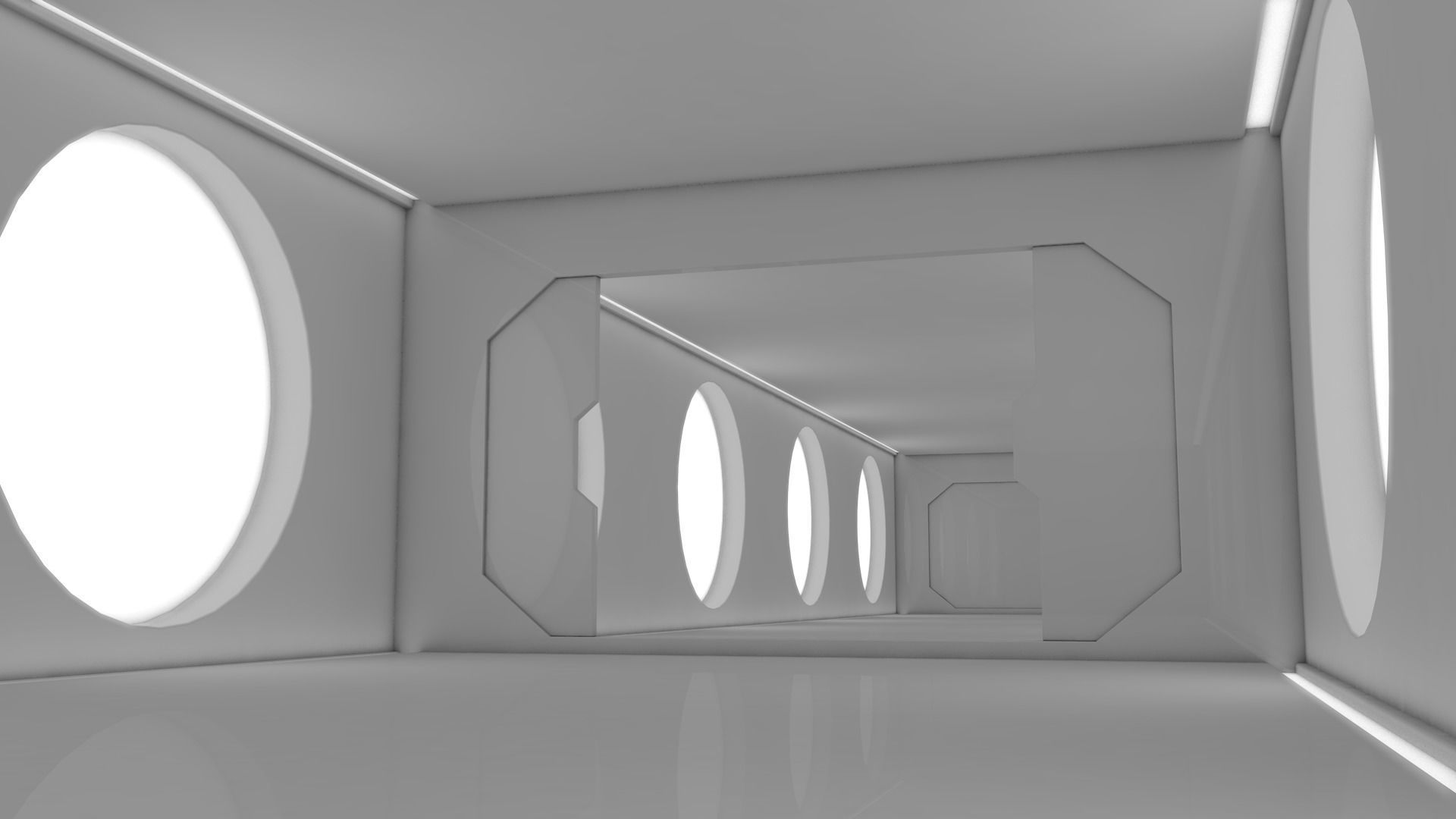 Sci Fi Corridor Low-poly 3D model_2