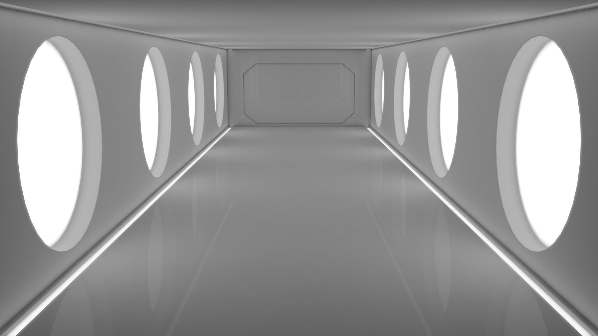 Sci Fi Corridor Low-poly 3D model_7
