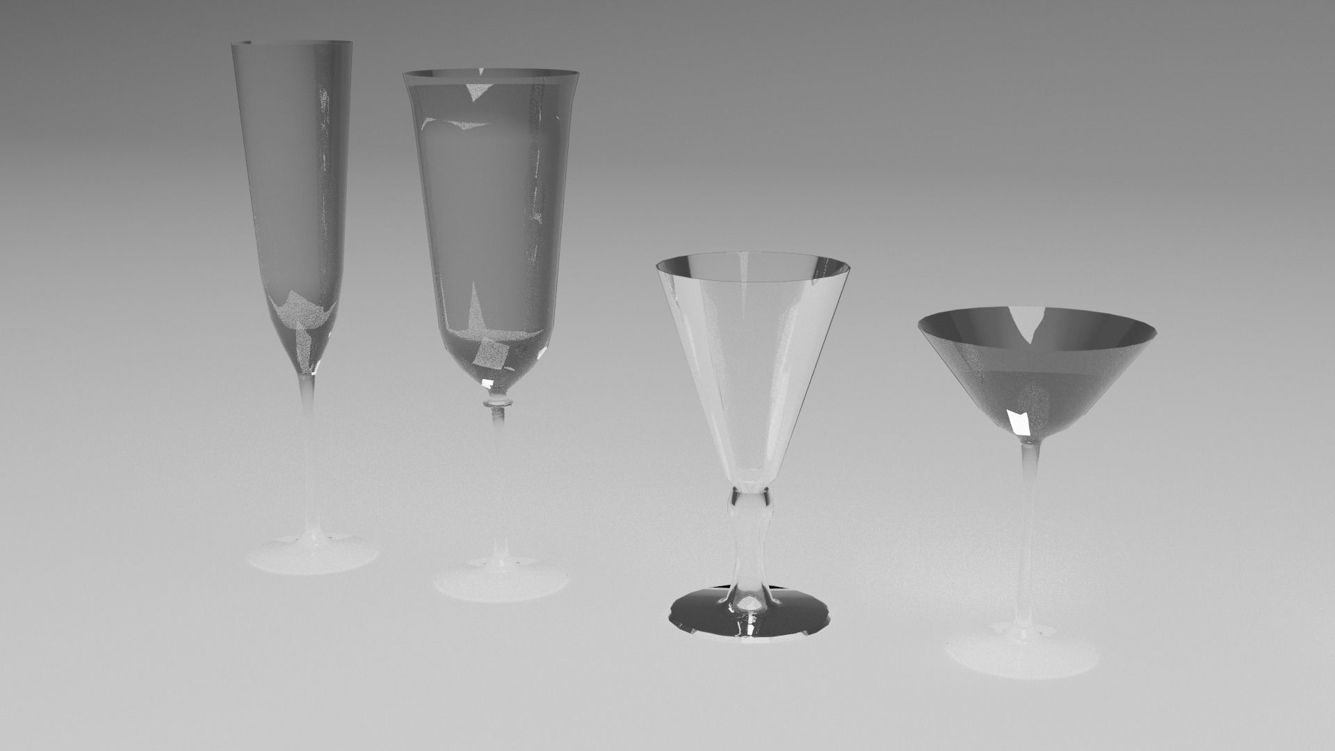 Glasses Set 3D model of wine Low-poly 3D model_6
