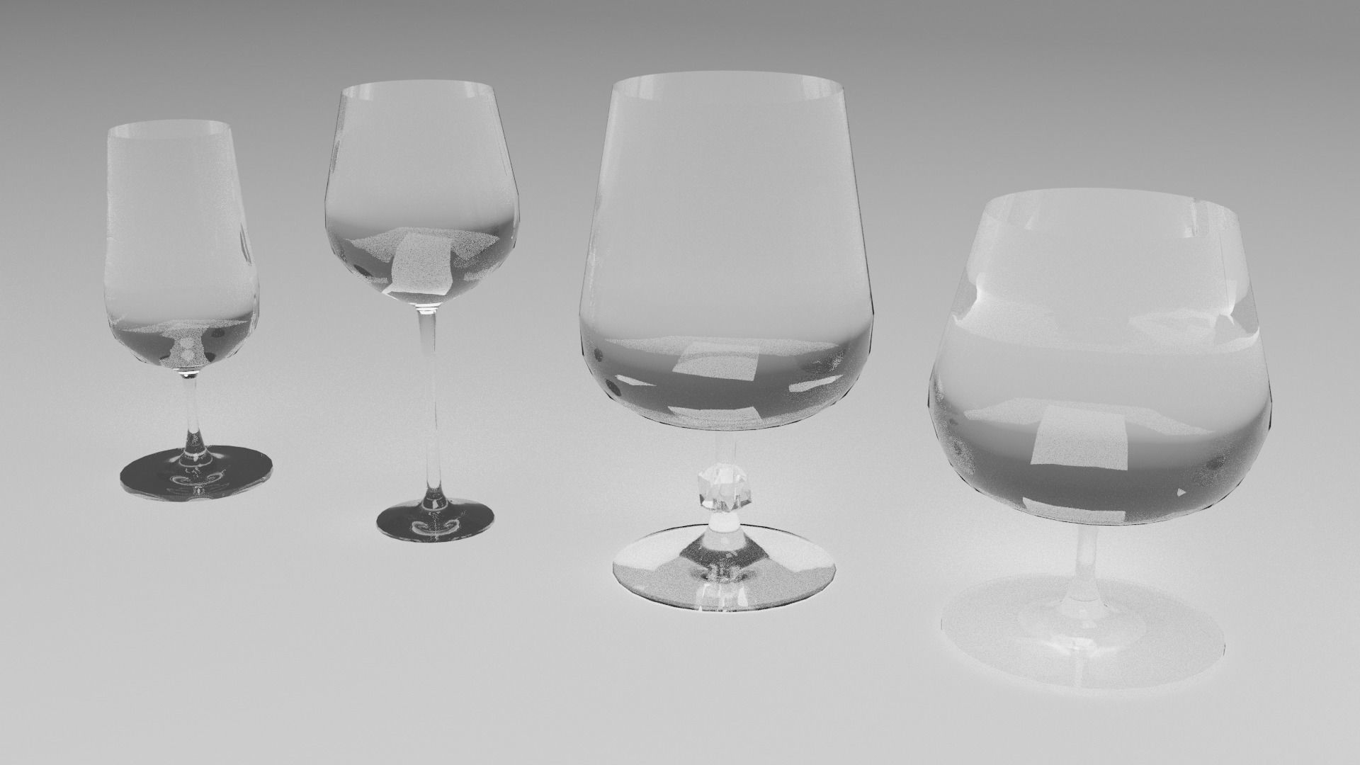 Glasses Set 3D model of wine Low-poly 3D model_4