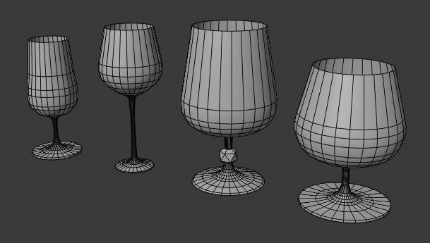 Glasses Set 3D model of wine Low-poly 3D model_5