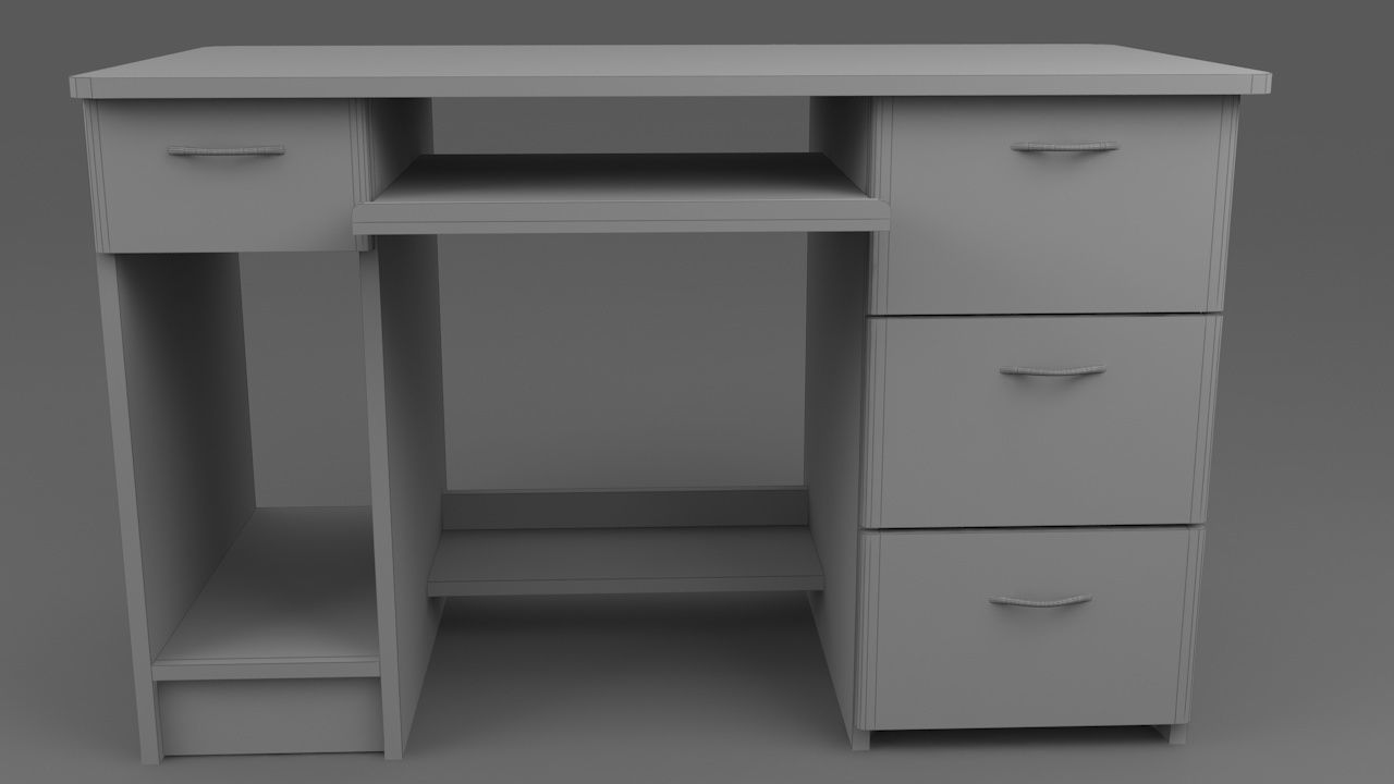Computer table Low-poly 3D model_5