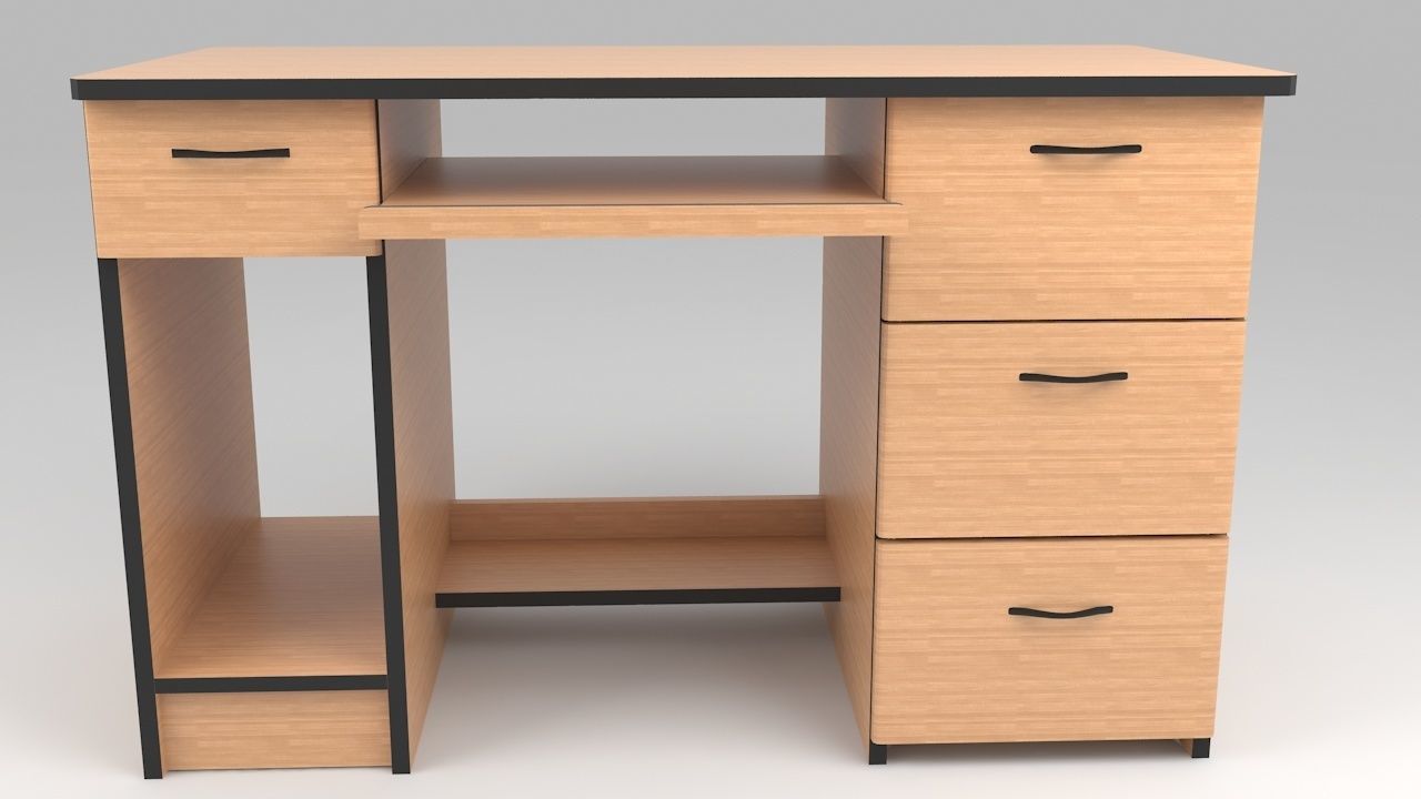 Computer table Low-poly 3D model_4