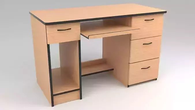 Computer table Low-poly 3D model