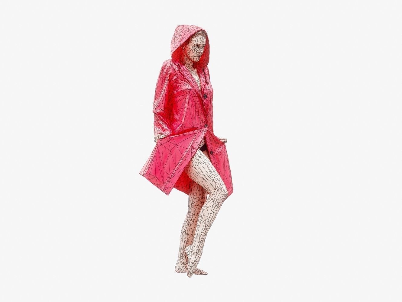 Raincoat 008 Low-poly 3D model_14