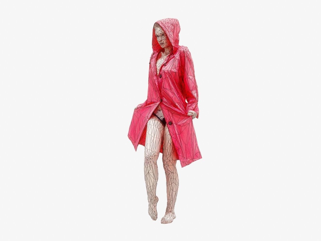 Raincoat 008 Low-poly 3D model_13