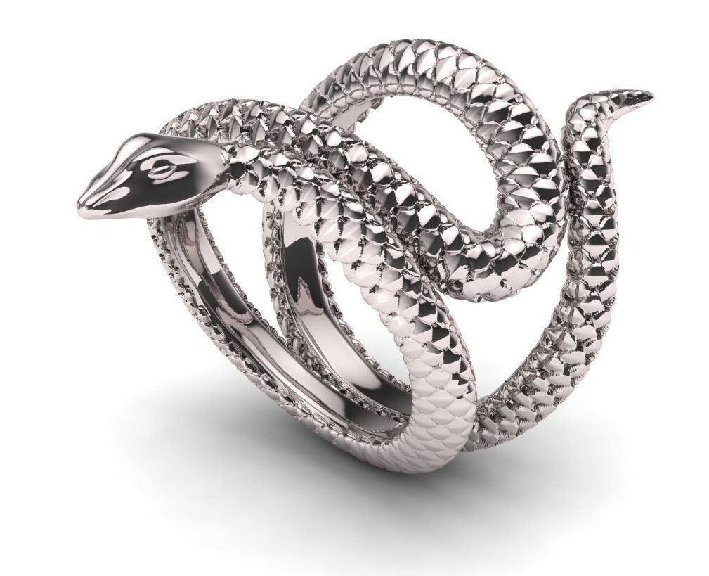 Snake Scales Ring  3D print model_4
