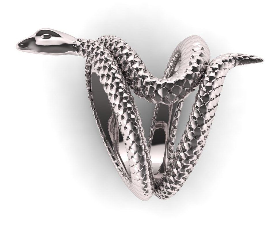 Snake Scales Ring  3D print model_3