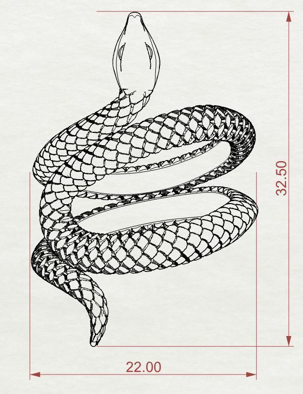 Snake Scales Ring  3D print model_5