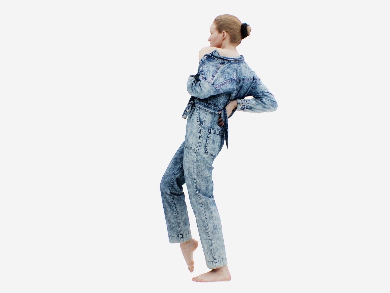 Jeans Salopet 015 Low-poly 3D model_8