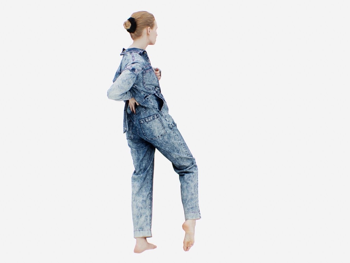 Jeans Salopet 015 Low-poly 3D model_4