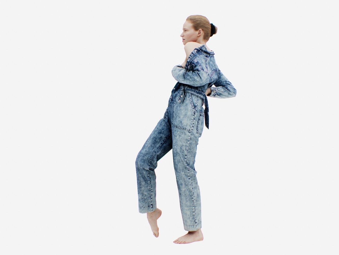 Jeans Salopet 015 Low-poly 3D model_9