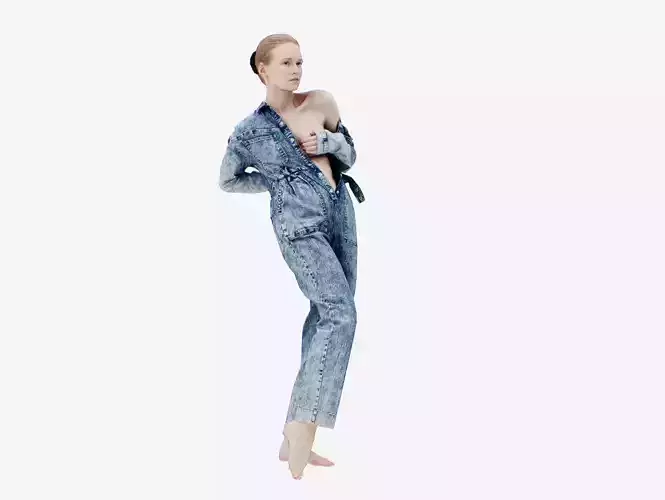 Jeans Salopet 015 Low-poly 3D model