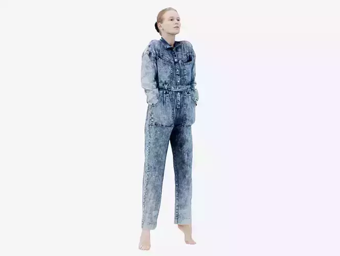 Jeans Salopet 009 Low-poly 3D model