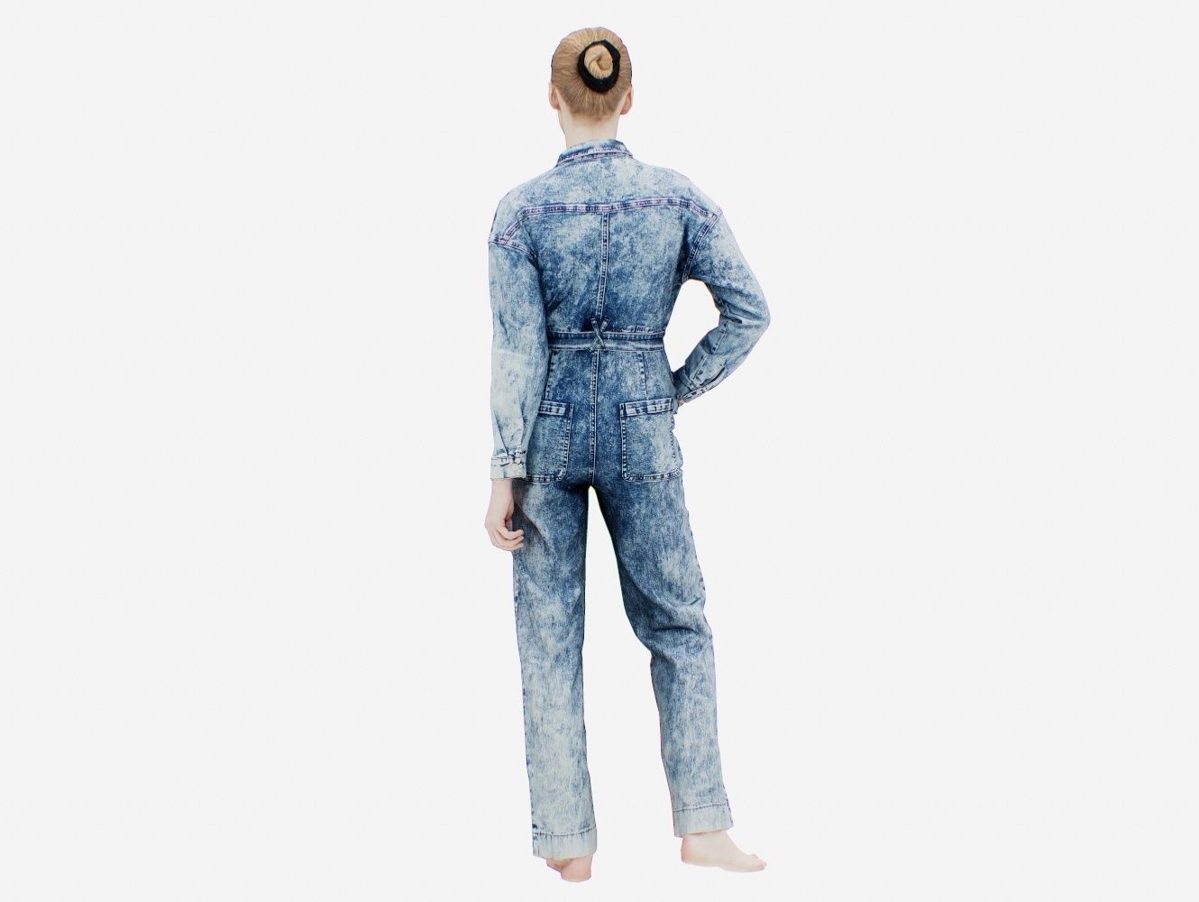 Jeans Salopet 002 Low-poly 3D model_6