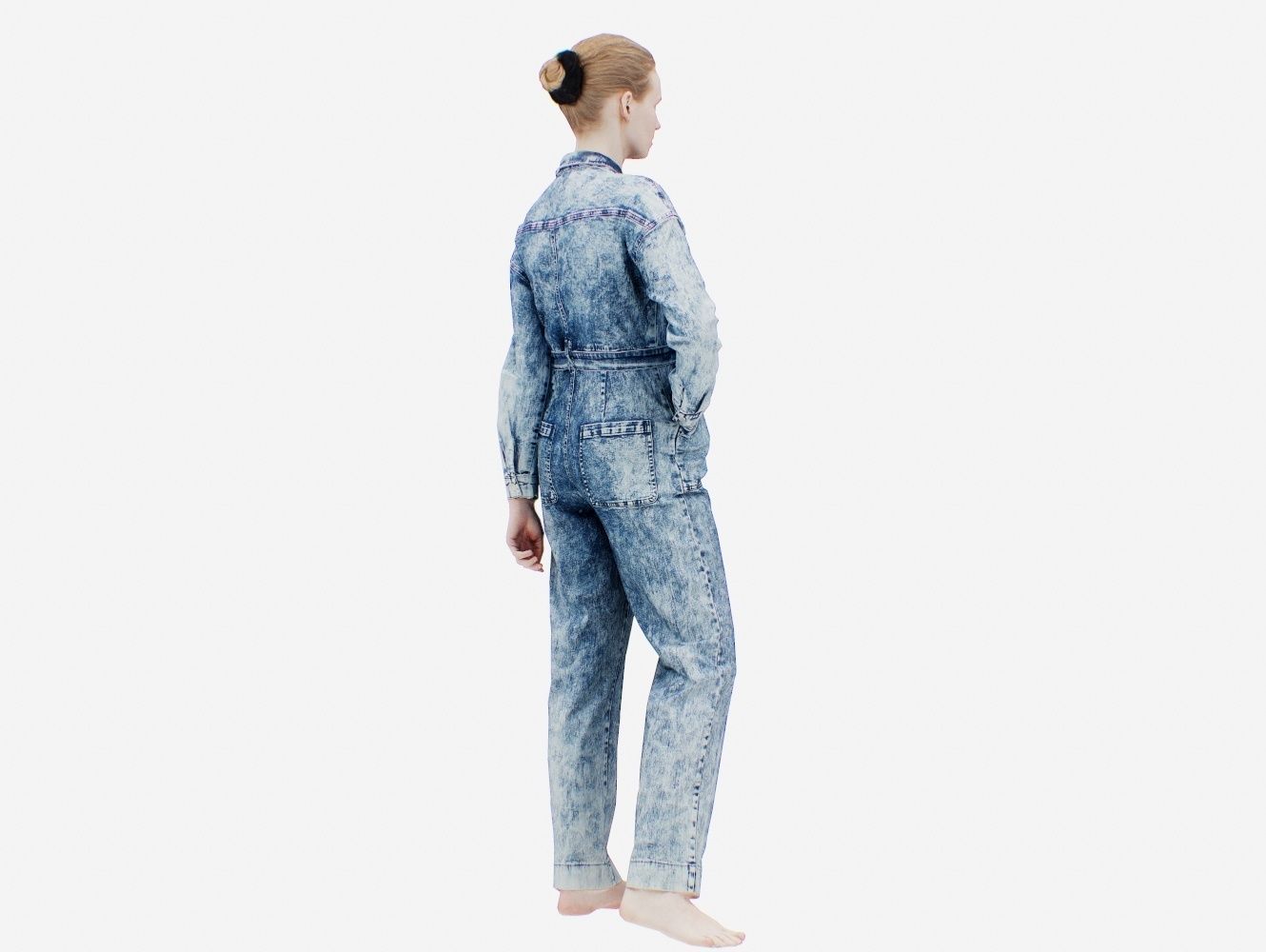 Jeans Salopet 002 Low-poly 3D model_4