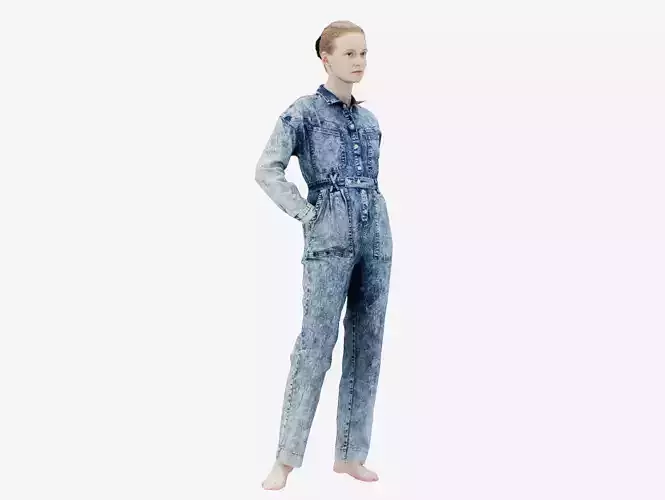 Jeans Salopet 002 Low-poly 3D model