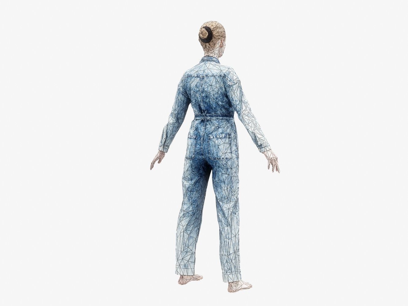 Jeans Salopet 001 A-Pose Low-poly 3D model_15