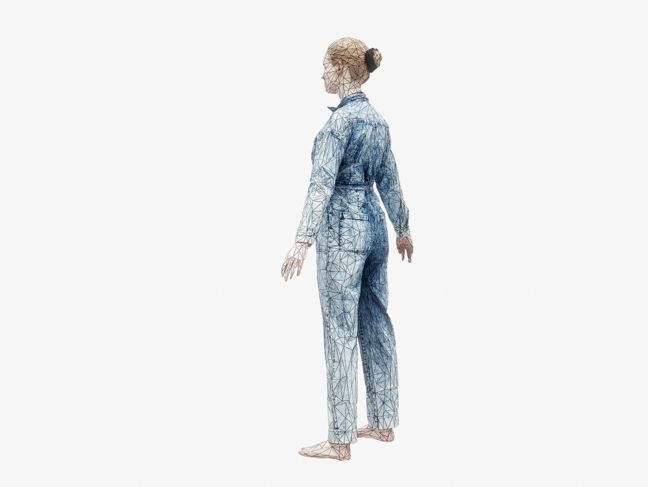 Jeans Salopet 001 A-Pose Low-poly 3D model_16