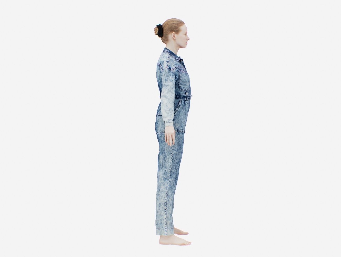 Jeans Salopet 001 A-Pose Low-poly 3D model_3