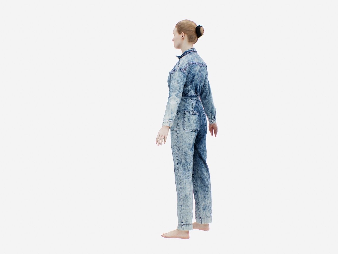 Jeans Salopet 001 A-Pose Low-poly 3D model_8