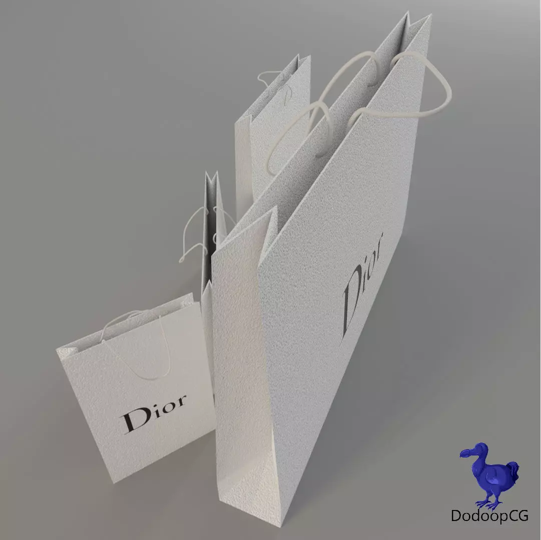 Dior Shopping Bag - Luxury 3D Packaging Model Low-poly 3D model_4