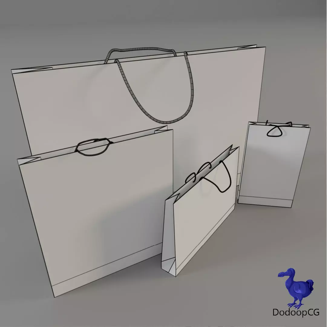 Dior Shopping Bag - Luxury 3D Packaging Model Low-poly 3D model_1