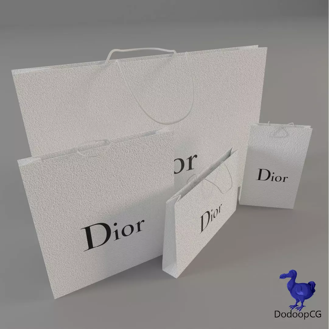 Dior Shopping Bag - Luxury 3D Packaging Model Low-poly 3D model_0