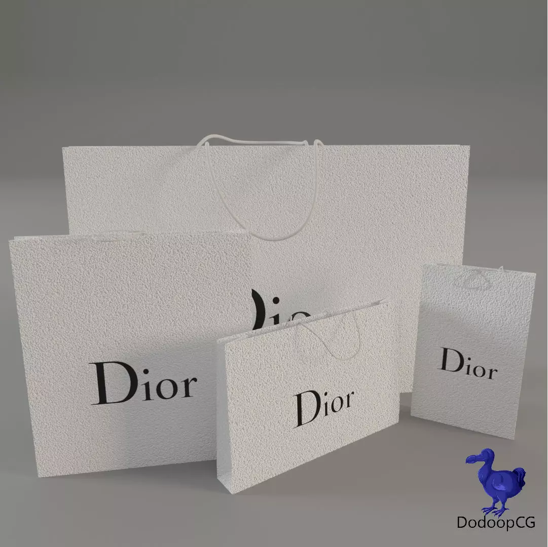 Dior Shopping Bag - Luxury 3D Packaging Model Low-poly 3D model_3
