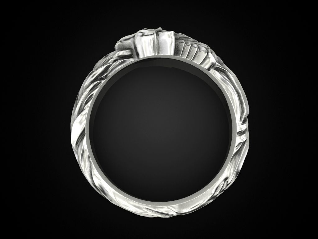 Wolf band ring 3D print model_7