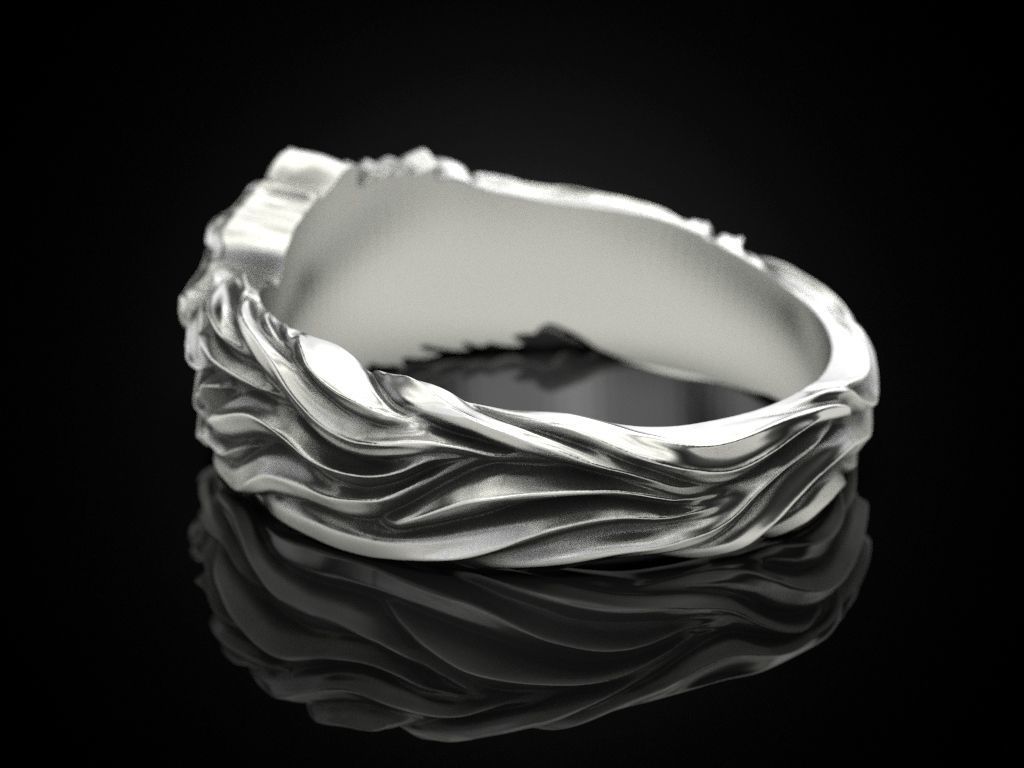 Wolf band ring 3D print model_6