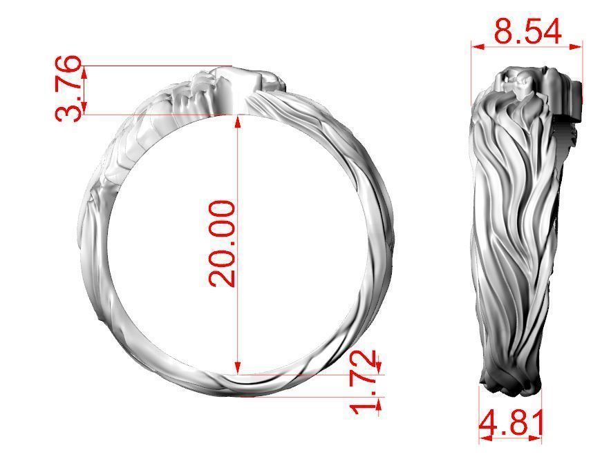 Wolf band ring 3D print model_9