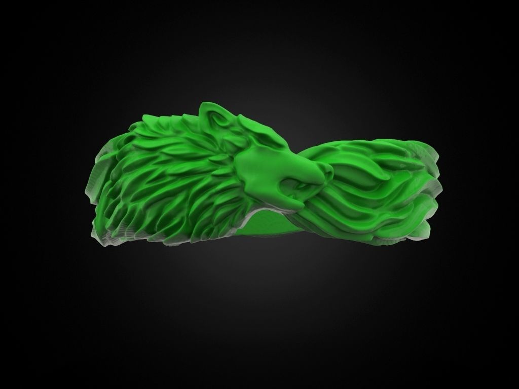 Wolf band ring 3D print model_8