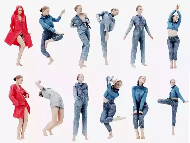 16 Girl in Artistic Pose Bundle 3D Model Collection
