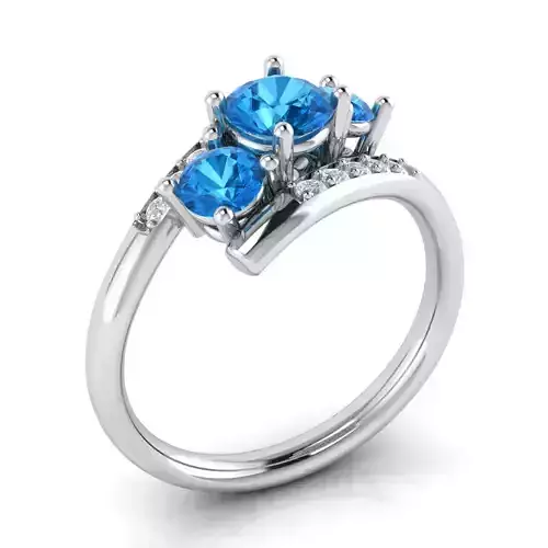 Bypass Ring with 3 big gems